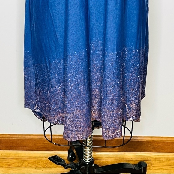 LuLaRoe Carly Dress- Elegant Collection- Blue with Gold Dipped Bottom- Size XXS - Picture 2 of 9